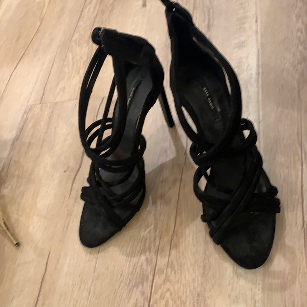 Zara black strap heel